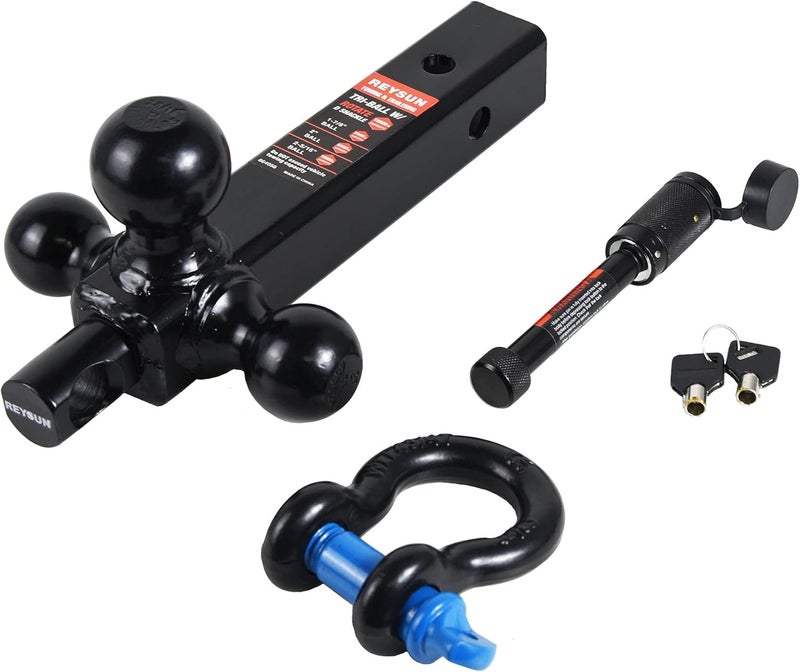 REYSUN Trailer Hitch Tri-Ball Hitch Mount with Rotatoble Tow Shackle, fits for 2-inch Hitch Receiver, Hitch Lock Pin Included… - Image 3